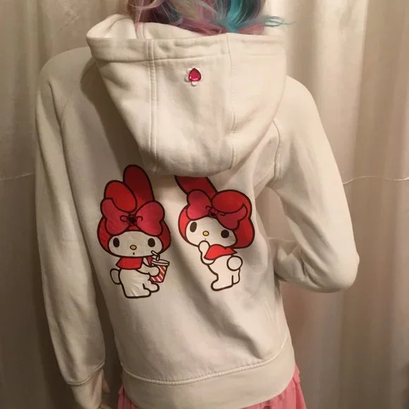 ADORABLE new vintage y2k hoodie and crop top with my melody and crystal hearts! - Picture 8 of 15